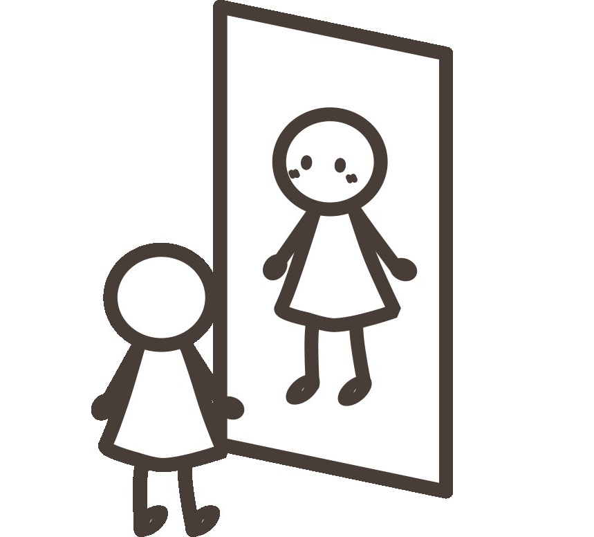 鏡に映った人の画像